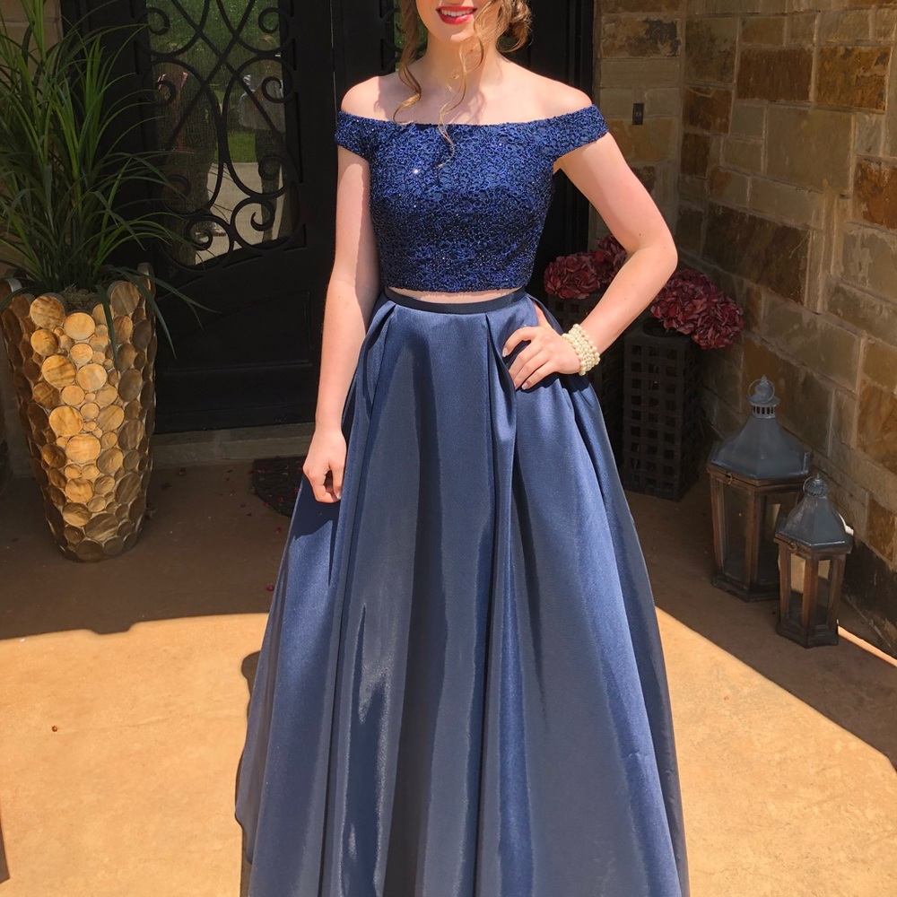 ALYCE PARIS Navy/Blue Two Piece Prom Dress/Gown